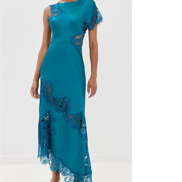 Alessia Teal Fluorite Lace Accent Dress size 4 - Picture 4 of 7